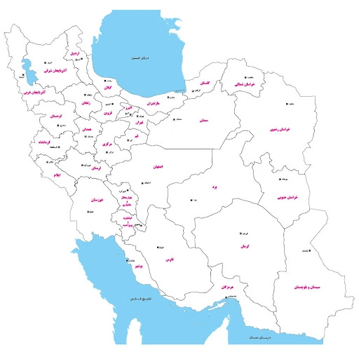 نقشه ایران و نمایندگی های آراد ماین